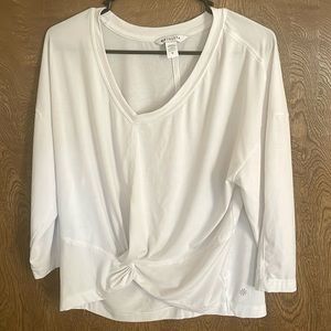 White Athleta twist top.